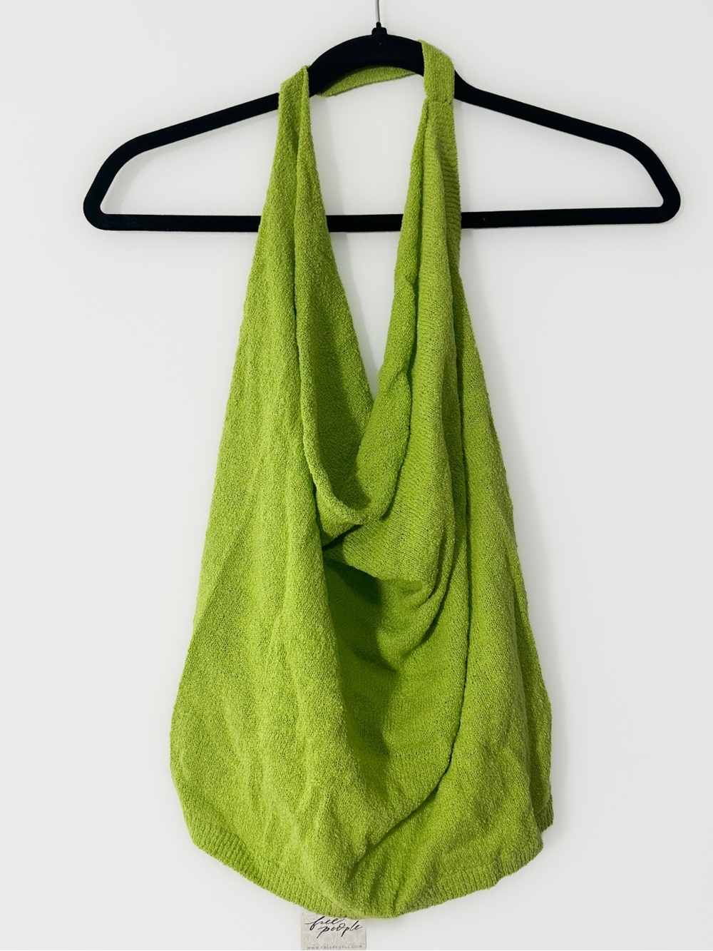 Free People Iris Sweater Open Back Halter in Lime Green size Large NWT